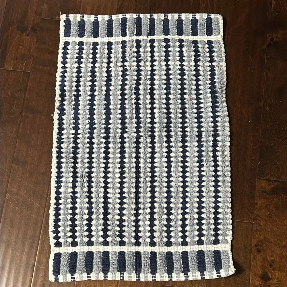 Stylish Navy and White Striped Rug